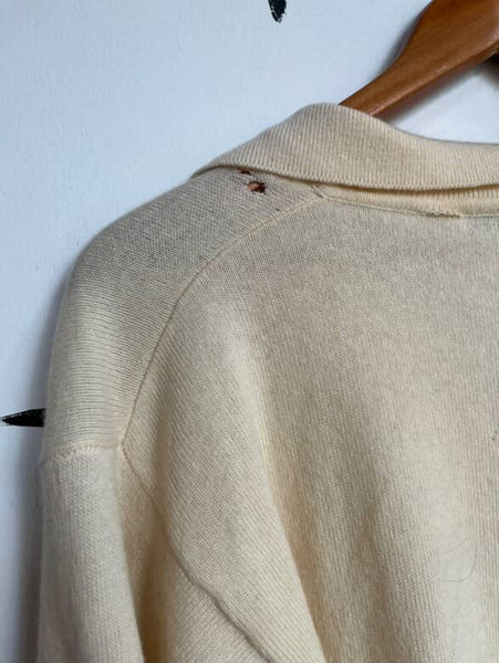 Vintage 1950s Beige Merino Wool & Cashmere Sweater – Cozy Classic Pinup Glam M/L