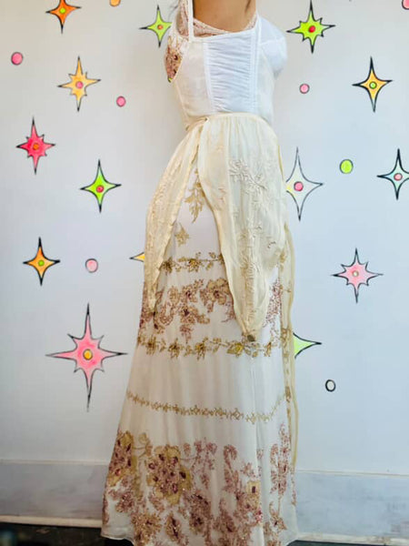 Antique Silk Waist Adornment Apron Underpinnings Lingerie | Rococo Edwardian XS