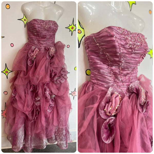 Pink Fairy Princess Ball Gown Dress - Y2K Formal Prom Dress - Small/XS