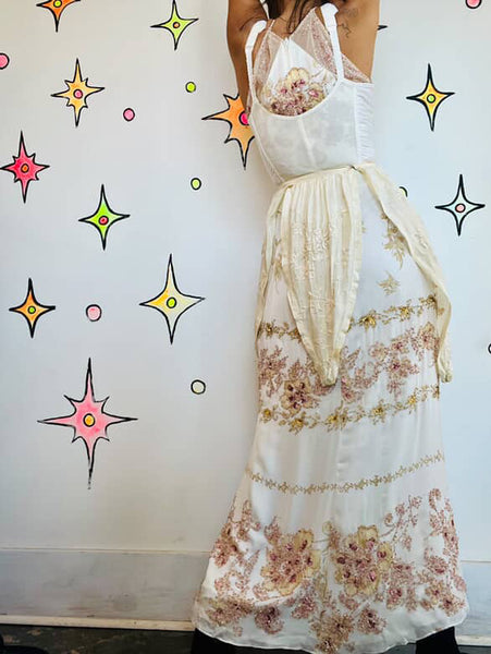 Antique Silk Waist Adornment Apron Underpinnings Lingerie | Rococo Edwardian XS