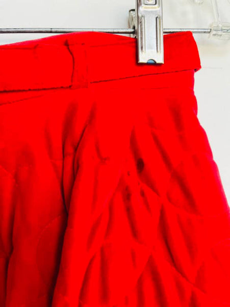 True Vintage 1950s Cherry Red Quilted Velvet Circle Skirt - Swing Rockabilly - S