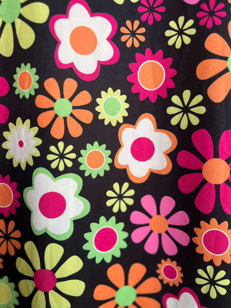 Retro 90s MOD GoGo Mini Dress | Psychedelic Floral Print | 60s Costume - L