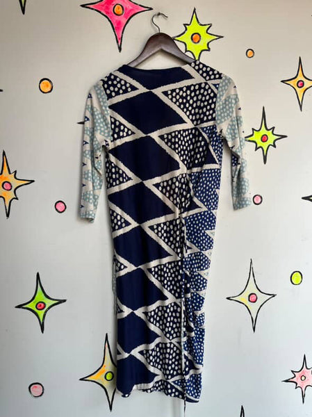 Diane von Furstenberg Ornamentalist Diamonds Print Evrin Silk Wrap Dress Size 2