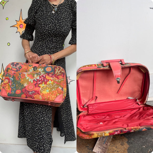 Vintage 1960's 60s | Pink Mod Groovy Psychedelic Travel Case Suitcase