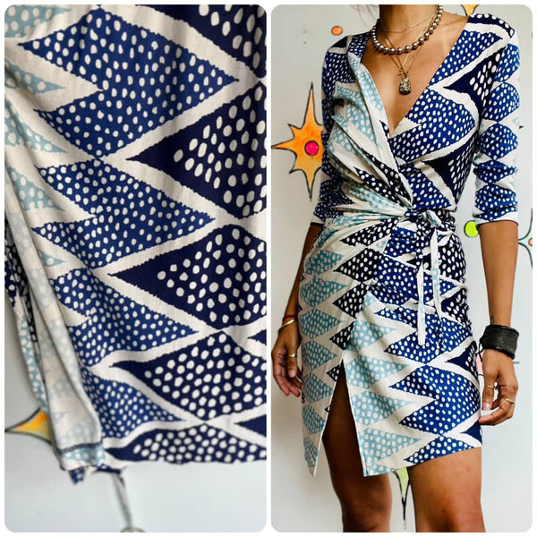 Diane von Furstenberg Ornamentalist Diamonds Print Evrin Silk Wrap Dress Size 2