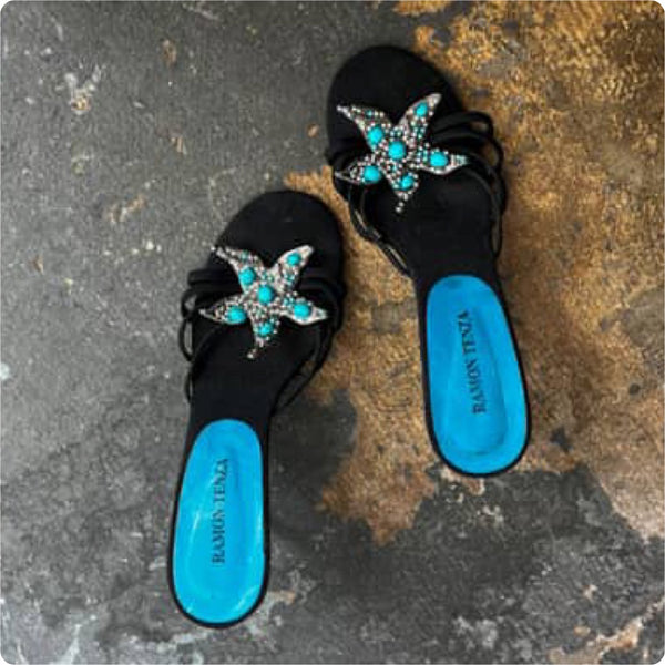 Ramon Tenza | Aqua Mermaid Starfish Siren Slip on Stilettos Sandals | Size 8