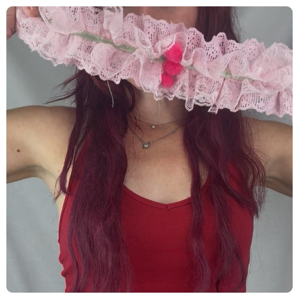 Pink Circus Neck Ruff – Clowncore Balletcore Fairy Rococo Choker – Free Size