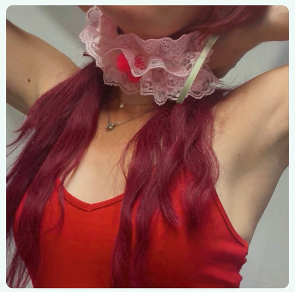 Pink Circus Neck Ruff – Clowncore Balletcore Fairy Rococo Choker – Free Size