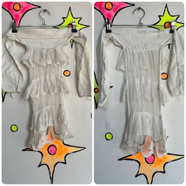 Handmade White Antique Lace Cravat – Steampunk Rococo Pirate Fairy Grunge