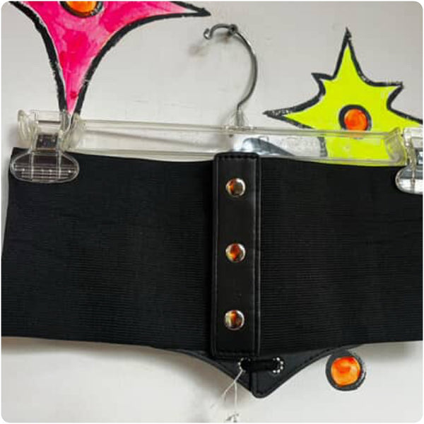 Black Stretchy Corset Belt - Witchy Goth Steampunk Victorian Revival