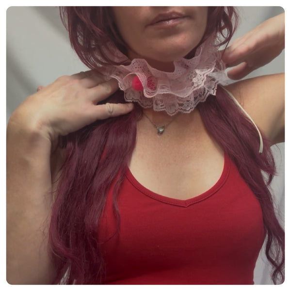 Pink Circus Neck Ruff – Clowncore Balletcore Fairy Rococo Choker – Free Size