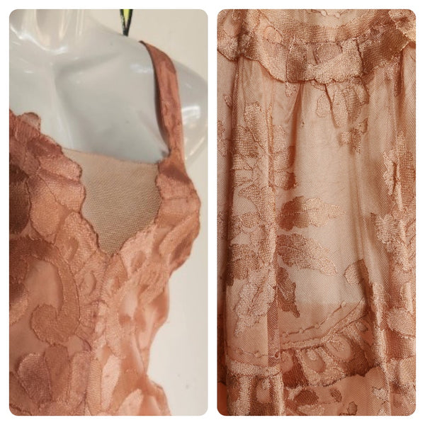 Antique Early 1900s 20s 30s | Pink Fairy Grunge Lace Slip Dress | Size Small 4