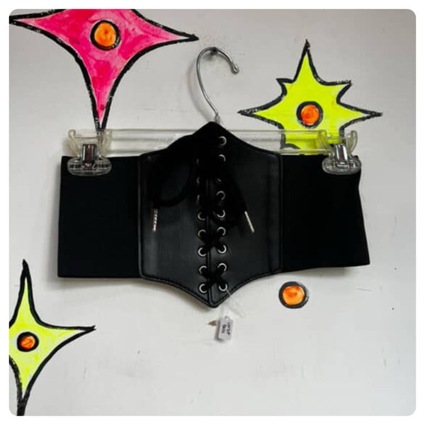 Black Stretchy Corset Belt - Witchy Goth Steampunk Victorian Revival