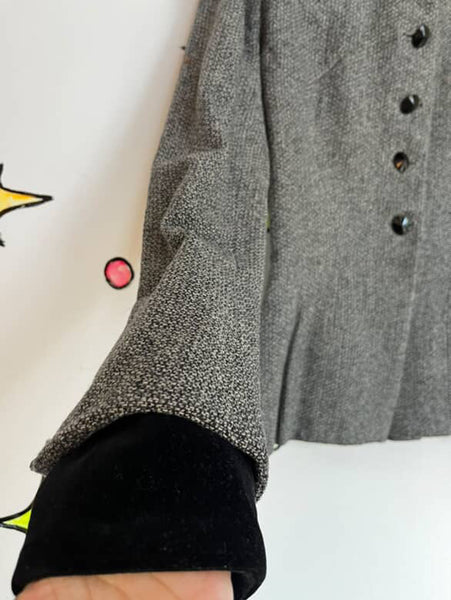 Vintage 1940s 50s Gray Wool Jacket - True Vintage Old Hollywood Elegance - Small