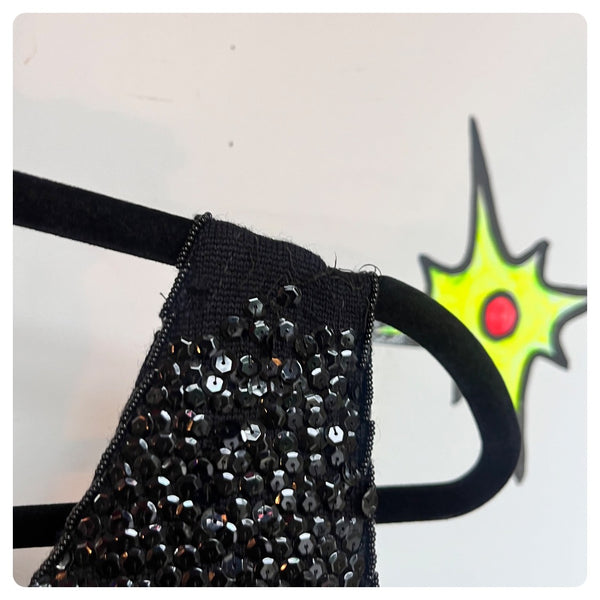 Vintage 1950s/60s Heavily Beaded & Sequin Flapper Blouse - Black Wool Top - S