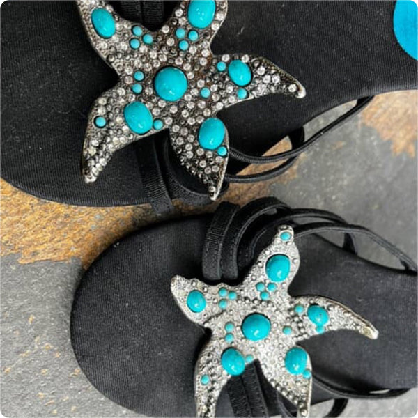 Ramon Tenza | Aqua Mermaid Starfish Siren Slip on Stilettos Sandals | Size 8