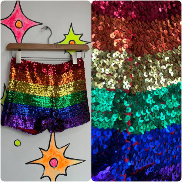Rainbow Sequin Hot Pants – Festival Pride Party Dance Costume – Free Size