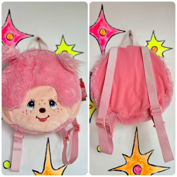 Rare MONCHHICHI Backpack – Pink Kiki Plush Bag by Sekiguchi – Kawaii Japan