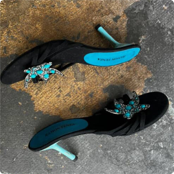 Ramon Tenza | Aqua Mermaid Starfish Siren Slip on Stilettos Sandals | Size 8
