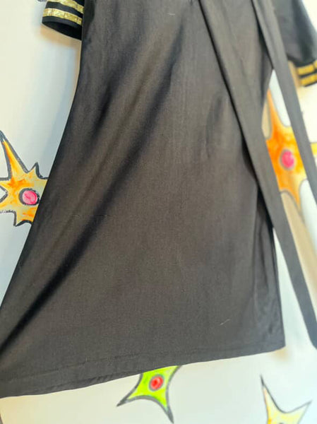 Black & Gold Sexy Pilot Flight Attendant Halloween Costume | Includes Hat | M