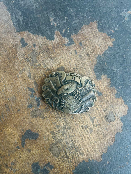 Vintage "Right to Bear Arms" Brass Belt Buckle – Second Amendment