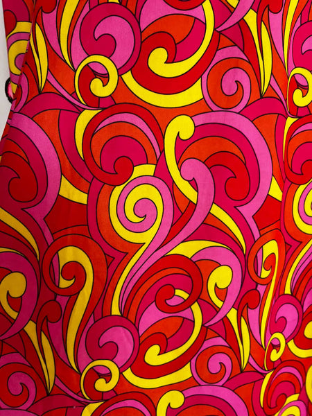 Retro 90s Does 60s/70s MOD GoGo Psychedelic Pink Paisley Mini Dress - S