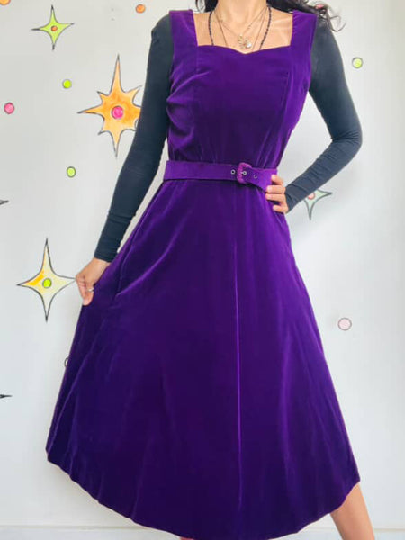 Vintage 1940sβ50s Bright Purple Velveteen 3-Piece Suit | Fit & Flare | 28β Waist