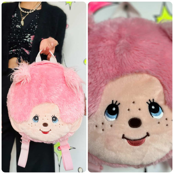 Rare MONCHHICHI Backpack – Pink Kiki Plush Bag by Sekiguchi – Kawaii Japan