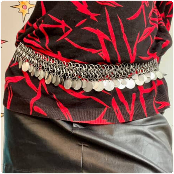 Silver Coin Chainmail Gypsy Boho Medieval Fairy Grunge Witch Goddess Belt