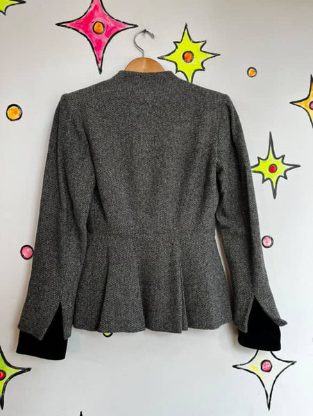 Vintage 1940s 50s Gray Wool Jacket - True Vintage Old Hollywood Elegance - Small