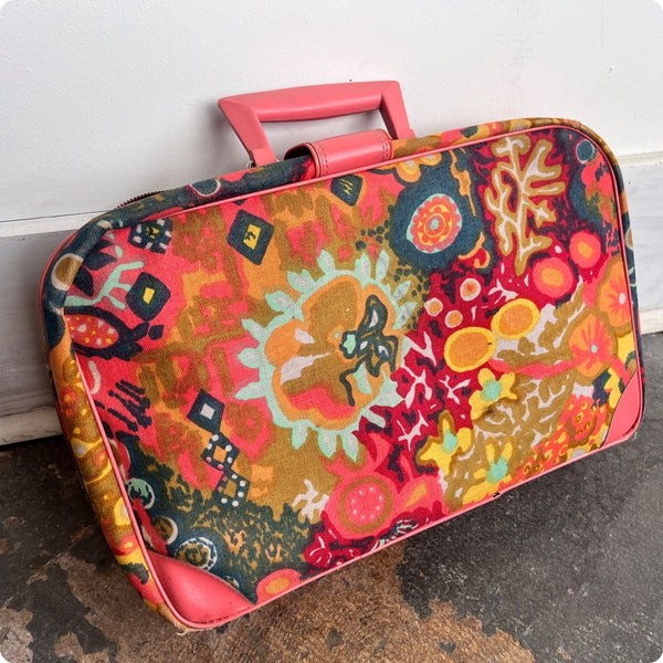Vintage 1960's 60s | Pink Mod Groovy Psychedelic Travel Case Suitcase