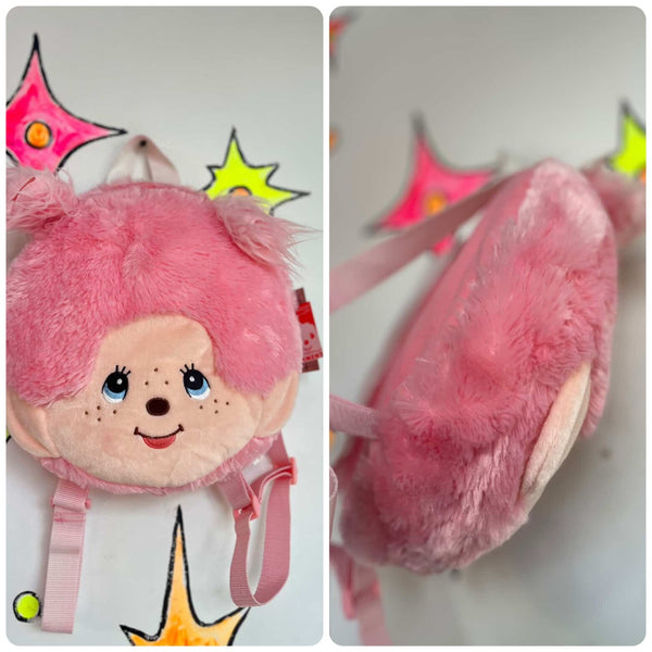 Rare MONCHHICHI Backpack – Pink Kiki Plush Bag by Sekiguchi – Kawaii Japan