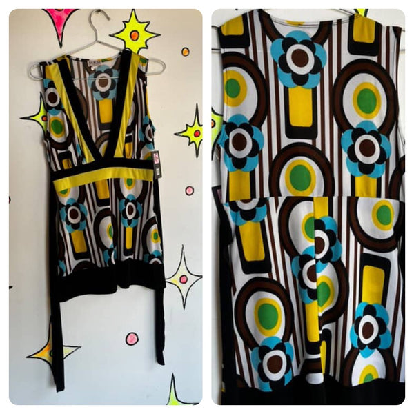 Y2K Does 60s Groovy Mod Mini Dress or Top - MKM Designs - Small