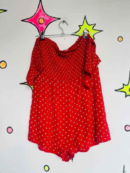 Clown Bozo Circus Halloween Costume Playsuit ā Clowncore Party Outfit w Tie ā L