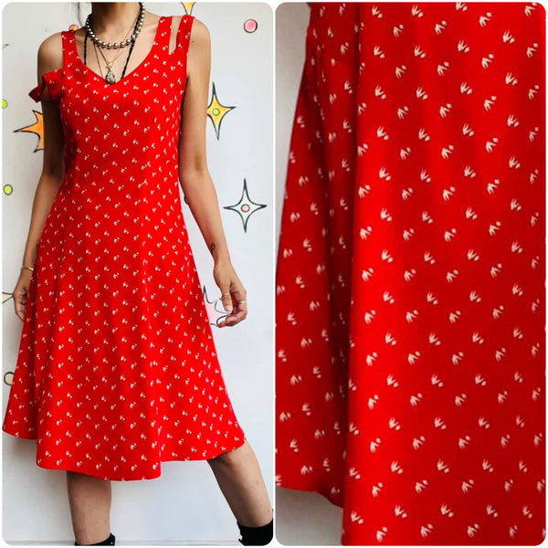 Y2K Cherry Red Silk Slip Dress – Anthropologie – Romantic Pirate Grunge Boho – 4