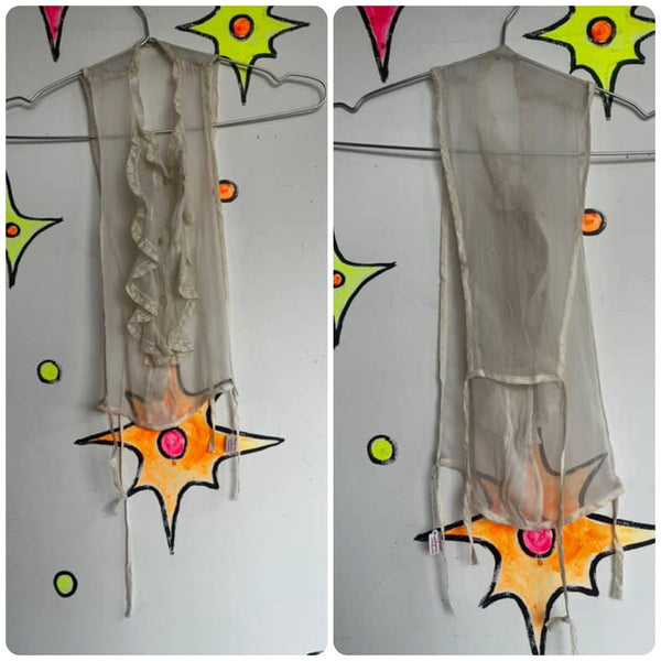 Antique Victorian Off White Lace Accessory Ruffle Mock blouse Rococo Revival