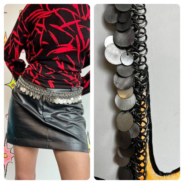 Silver Coin Chainmail Gypsy Boho Medieval Fairy Grunge Witch Goddess Belt