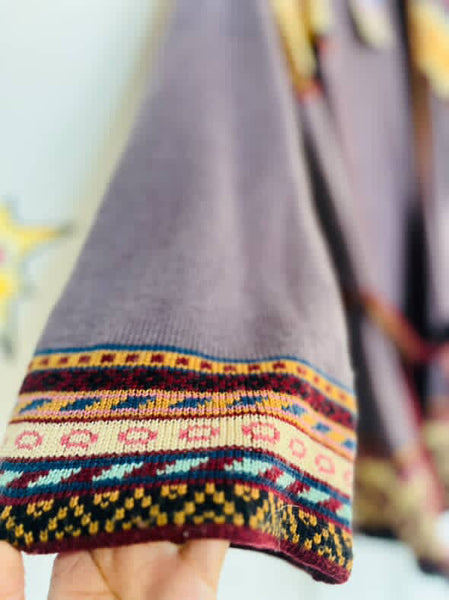 Vintage 1970s Belted Bell Sleeve Cardigan Sweater | Groovy Boho Grunge | S M