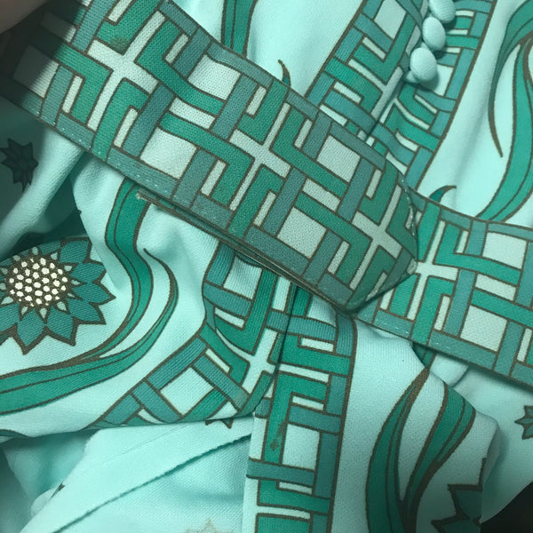 Vintage 1970s Alfred Shaheen MOD Groovy Psychedelic Art Maxi Dress Pantsuit 10 M