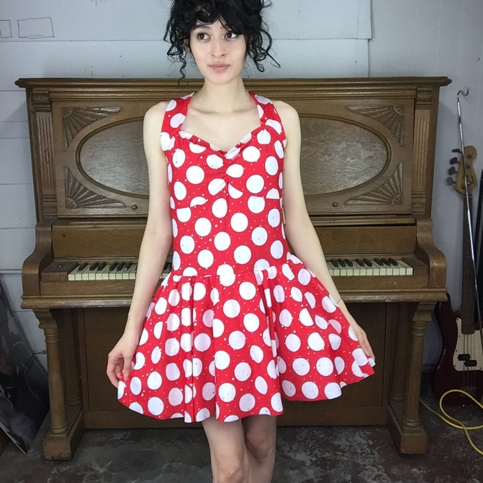 Minnie Mouse Costume Red and White Polka Dot Halter Tulle Skirt Mini D –  Fashion Time Machine