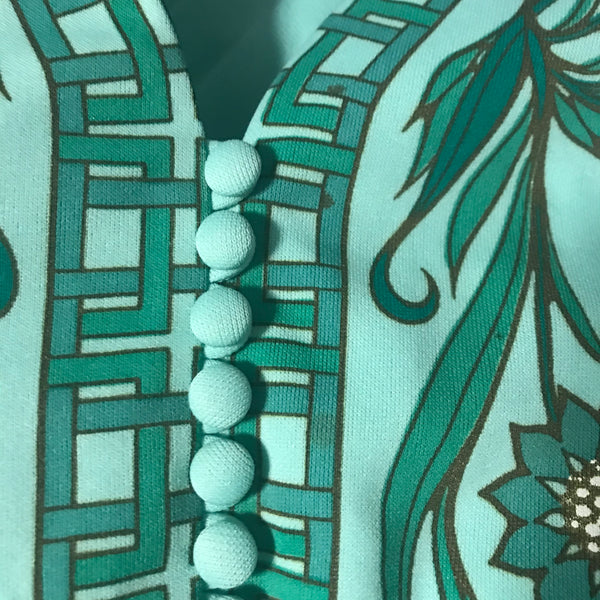 Vintage 1970s Alfred Shaheen MOD Groovy Psychedelic Art Maxi Dress Pantsuit 10 M