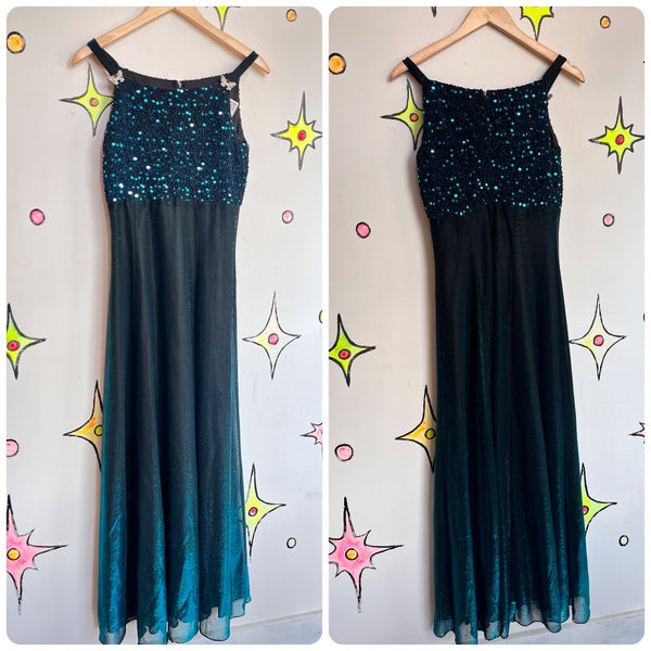 Vintage 90s Y2K | Shiny Sparkle Glitter Fairy Formal Slip Dress Cocktail Prom 10