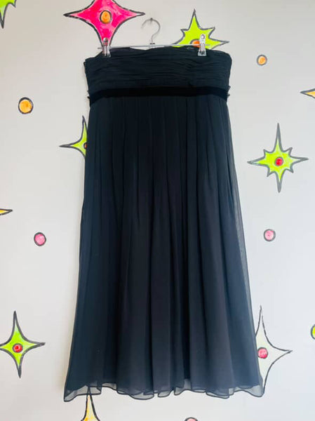 Ann Taylor 90s Y2K Black Silk Sheer Babydoll Slip Dress – Fairy Grunge Flow – 2