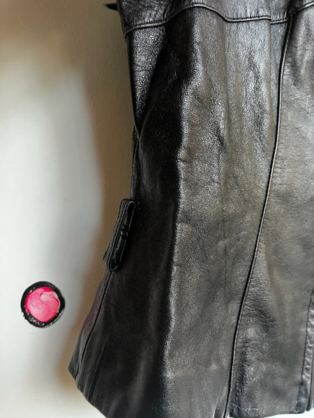 Vintage 90s Y2K Black Leather Grunge Racing Jacket - Wilson's Leather - Small