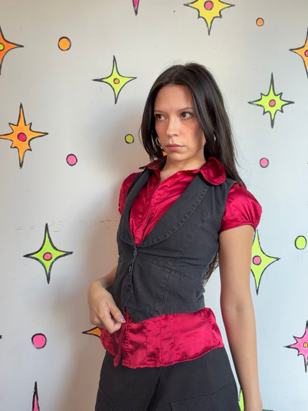 Y2K Black Tailored Suit Vest Indie Sleaze Mall Goth Minimalist Academia XS