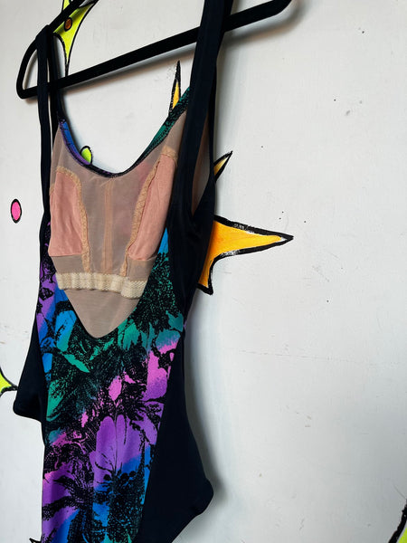 80s 90s Catalina Swimsuit Retro Cutout One Piece High Cut Vintage Swimwear ML