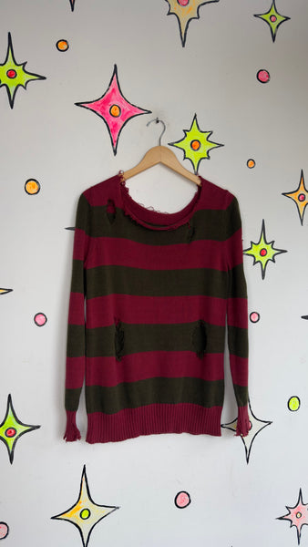 Freddy Krueger Distressed Sweater - Nightmare on Elm Street Costume S/M