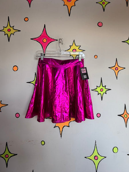 Metallic Pink Skater Skirt Alien Costume Cyber Goth Rave Galactic Glam Barbie S