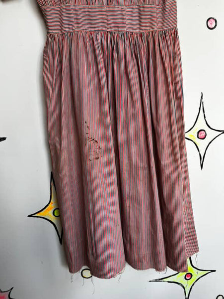 Vintage 1940s Striped Nautical Sailor Costume Dress Handmade Pinup Seaside 6 - 8
