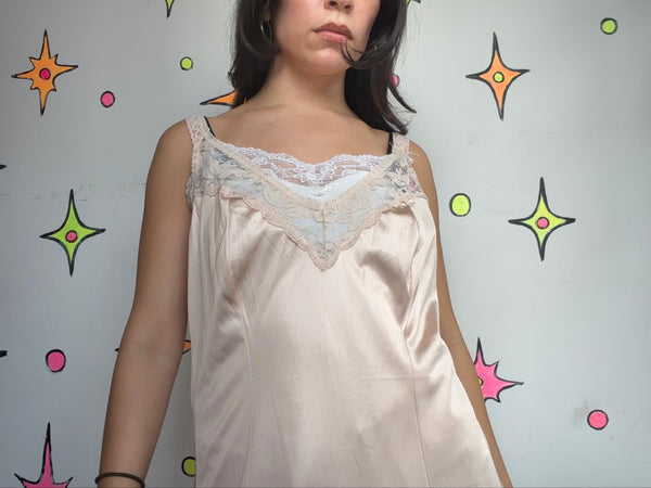 Blush Pink Lace Slip Dress | Balletcore Coquette Romantic Boudoir Lingerie M/L